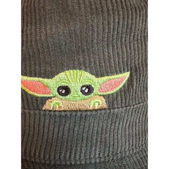 Star Wars Baby Yoda Embroidered Corduroy Bucket Hat Dark Green Casual M/L - Picture 2 of 7